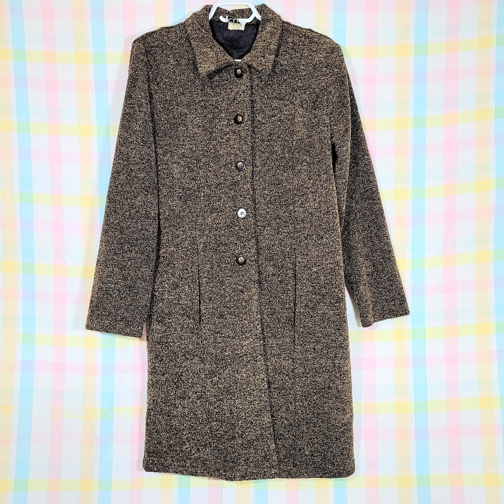 Vintage 90s tapestry coat CLIO brown textured fabric lightweight jacket